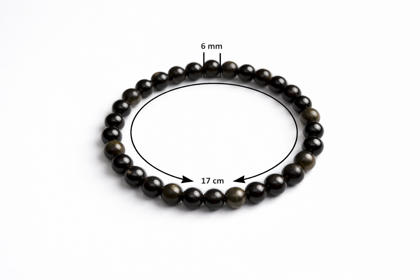 Goud Obsidiaan Armband – 6 mm Edelsteen Beads – Natuursteen Bracelet – Unisex Sieraad – Energie & Balans