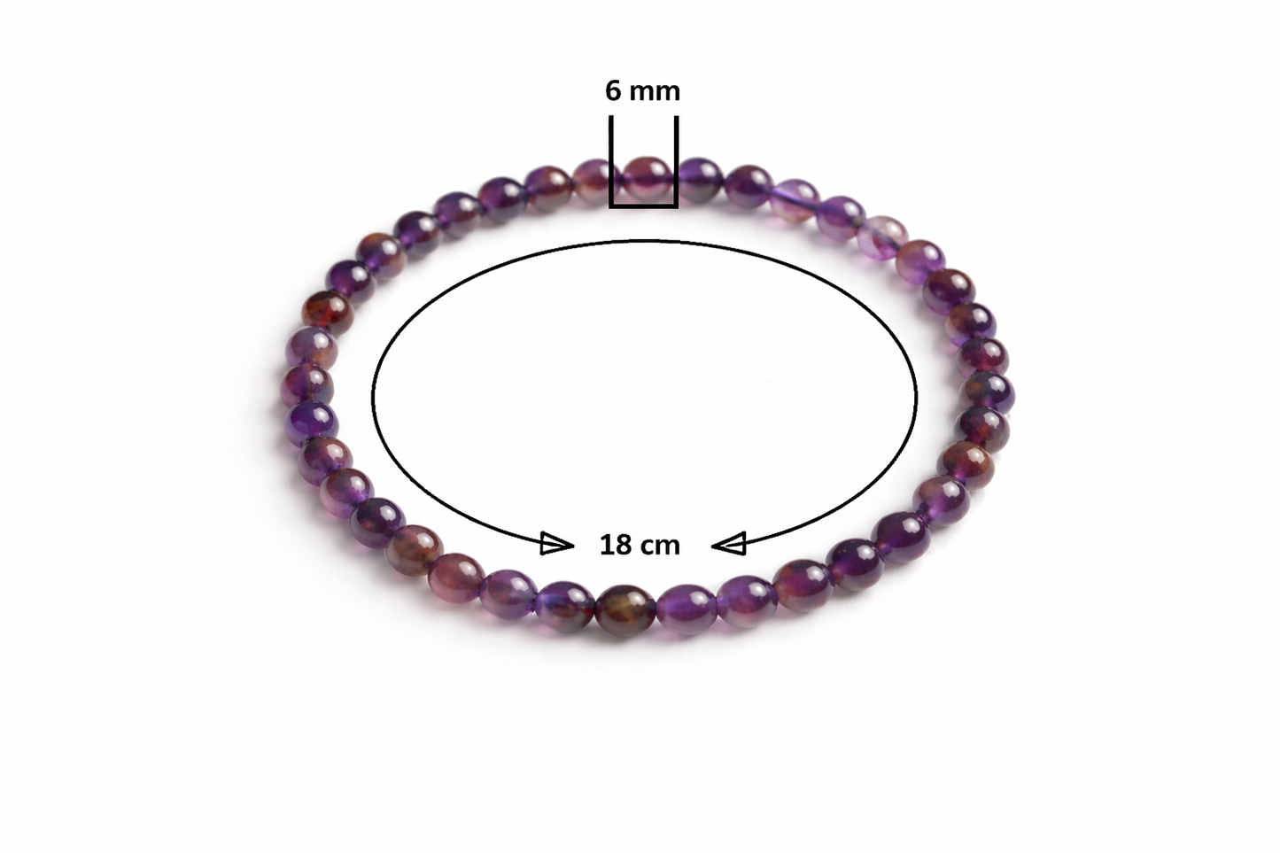Amethist Armband 6 mm – Natuursteen Kralen – 18 cm – Elastisch - Unisex - Rust & Balans