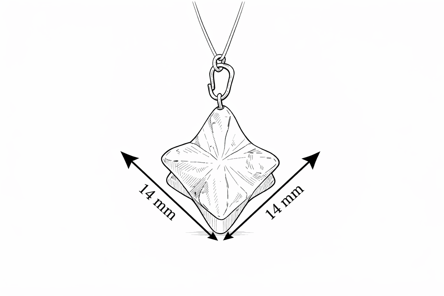 Rozenkwarts hanger merkaba ster 14 x 14 mm – Edelsteen hanger – Lichtroze gemstone hanger