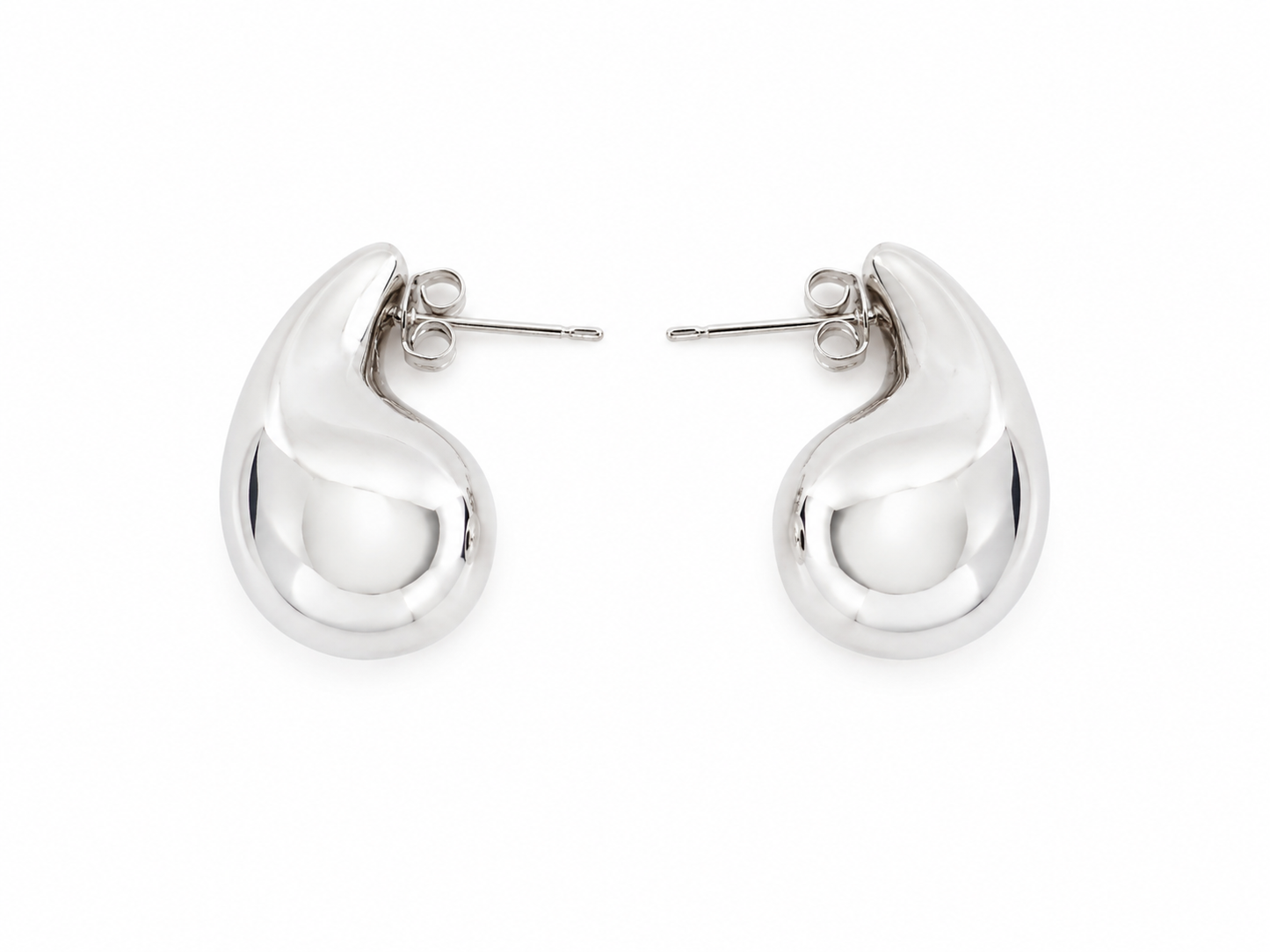 925 Zilveren Oorknoppen – Druppelvorm Oorbellen 13 x 24 mm – Glanzende Zilveren Oorbellen – Glanzende Statement Oorbellen