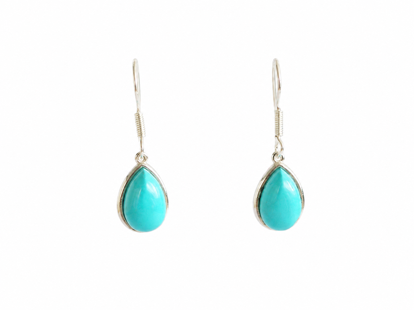 Synthetische Turkoois Oorbellen 925 Zilver – Druppelvormige Edelsteen Oorbellen 10 x 15 mm – Turquoise Zilveren Oorbellen Dames