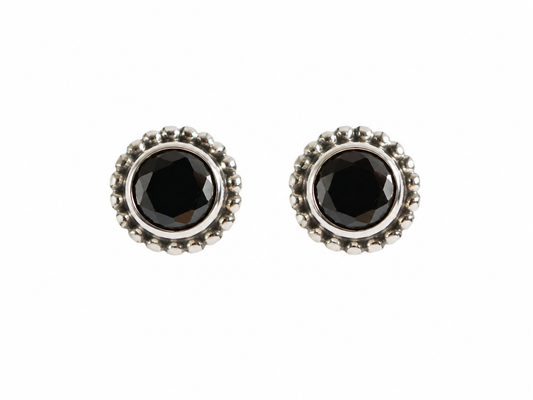 Zwarte Onyx Oorknopjes 925 Zilver – Edelsteen Oorbellen Ø 9 mm – Zwarte Onyx Oorknopjes
