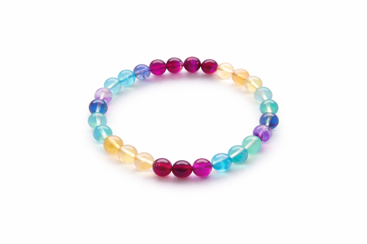 Fluoriet Armband – Natuurlijke Regenboog Fluoriet | Elastische Edelsteen Armband