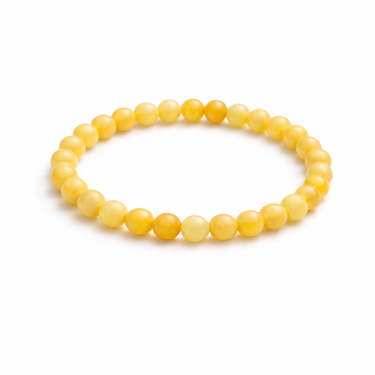 Gele Jade Armband 6 mm – Ø 17 cm – Natuursteen Kralenarmband – Unisex