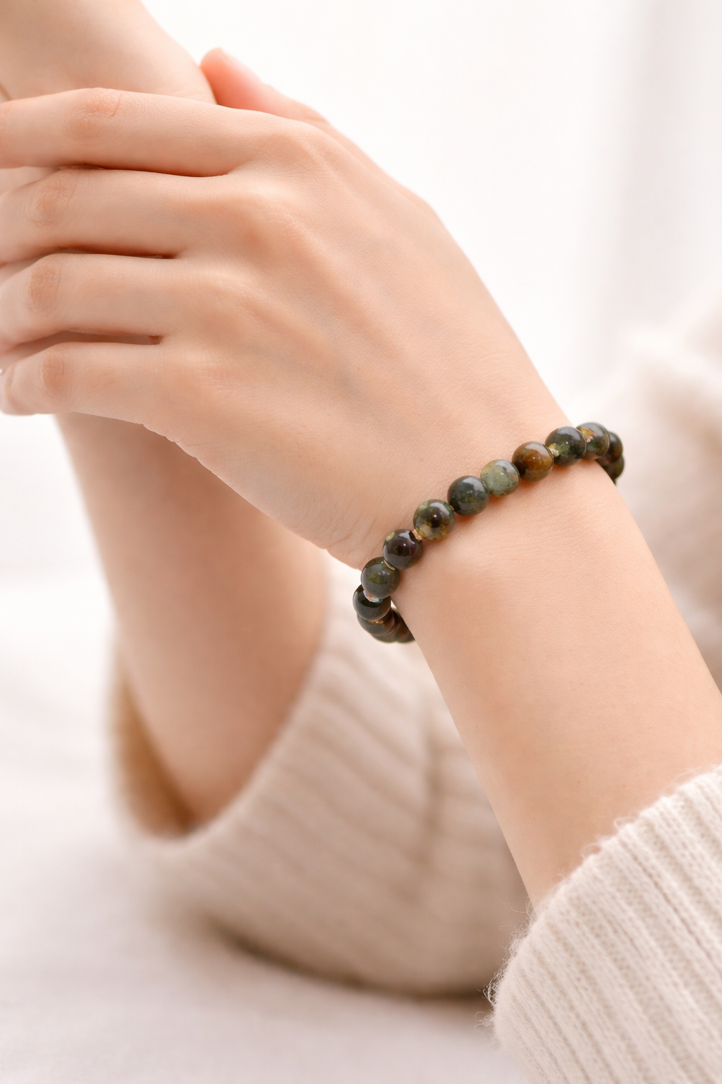 Heliotroop Armband 6 mm – Bloedsteen – Diameter 17 cm – Natuursteen Kralen – Unisex