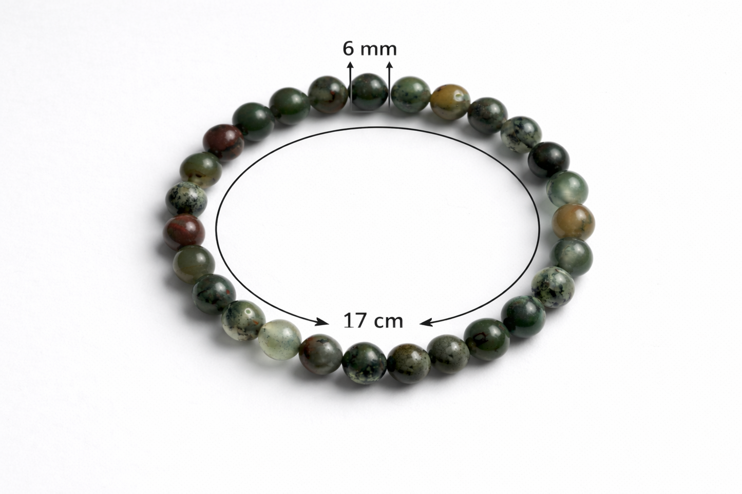 Heliotroop Armband 6 mm – Bloedsteen – Diameter 17 cm – Natuursteen Kralen – Unisex