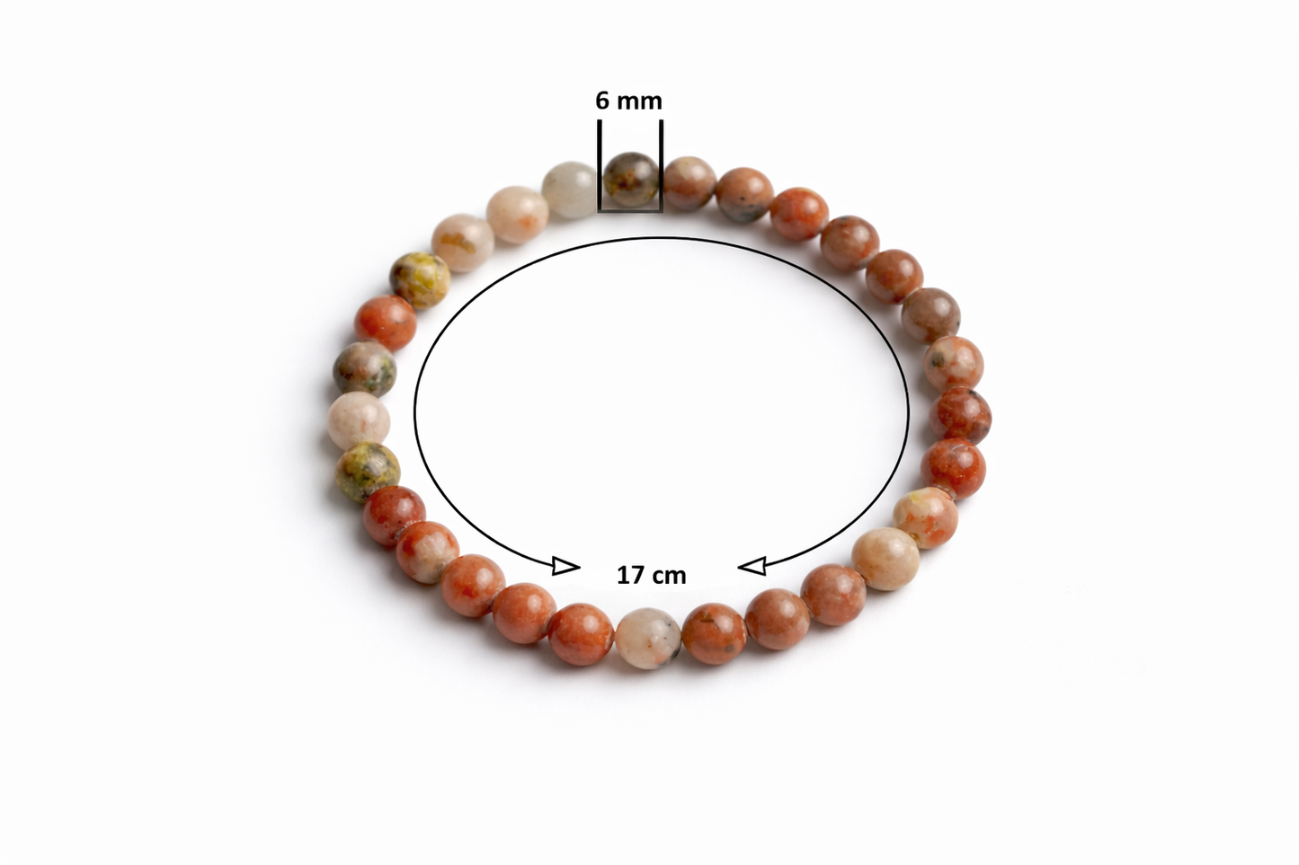Jaspis Armband 6 mm – Natuursteen – Diameter 17 cm – Multicolor Jaspis – Unisex