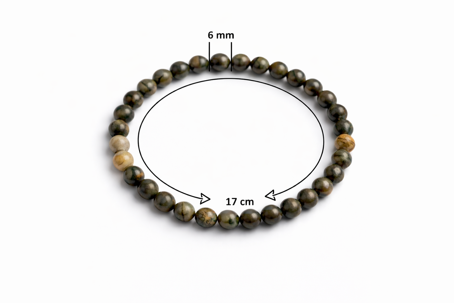 Grijze Opaal Armband 6 mm – Natuursteen – Diameter 17 cm – Opaal Kralen – Unisex