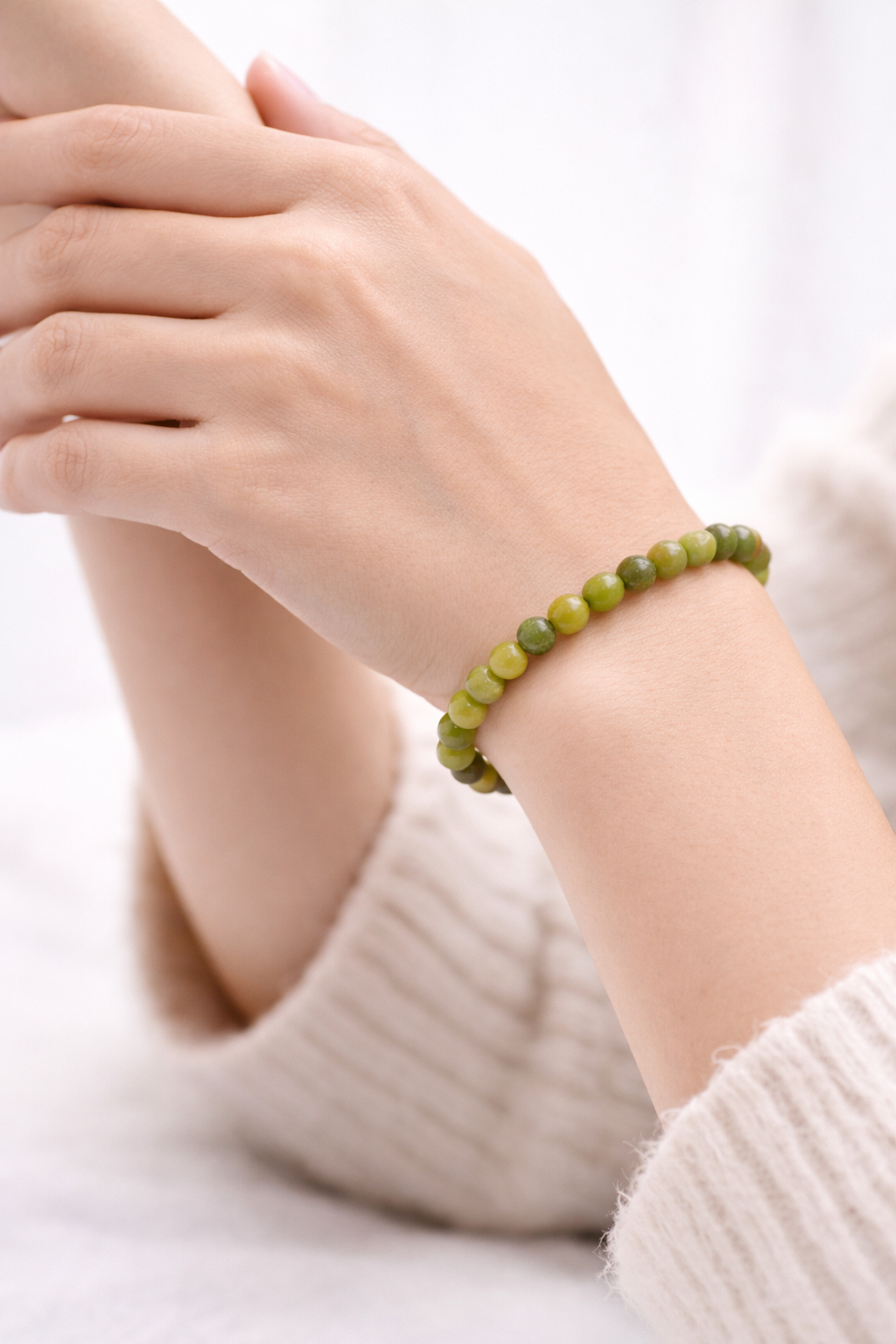 Groene Jade Armband 6 mm – Natuursteen – Diameter 16 cm – Jade Kralen – Unisex