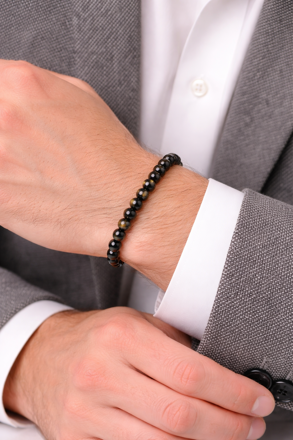 Goud Obsidiaan Armband – 6 mm Edelsteen Beads – Natuursteen Bracelet – Unisex Sieraad – Energie & Balans