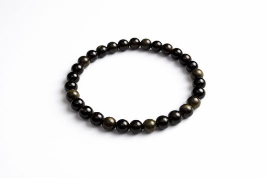 Goud Obsidiaan Armband – 6 mm Edelsteen Beads – Natuursteen Bracelet – Unisex Sieraad – Energie & Balans