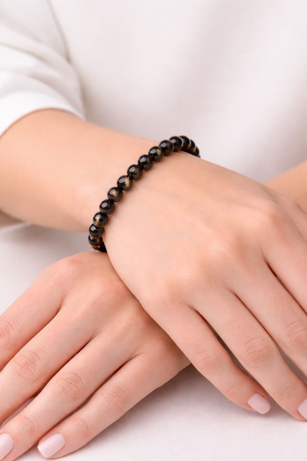 Goud Obsidiaan Armband – 6 mm Edelsteen Beads – Natuursteen Bracelet – Unisex Sieraad – Energie & Balans