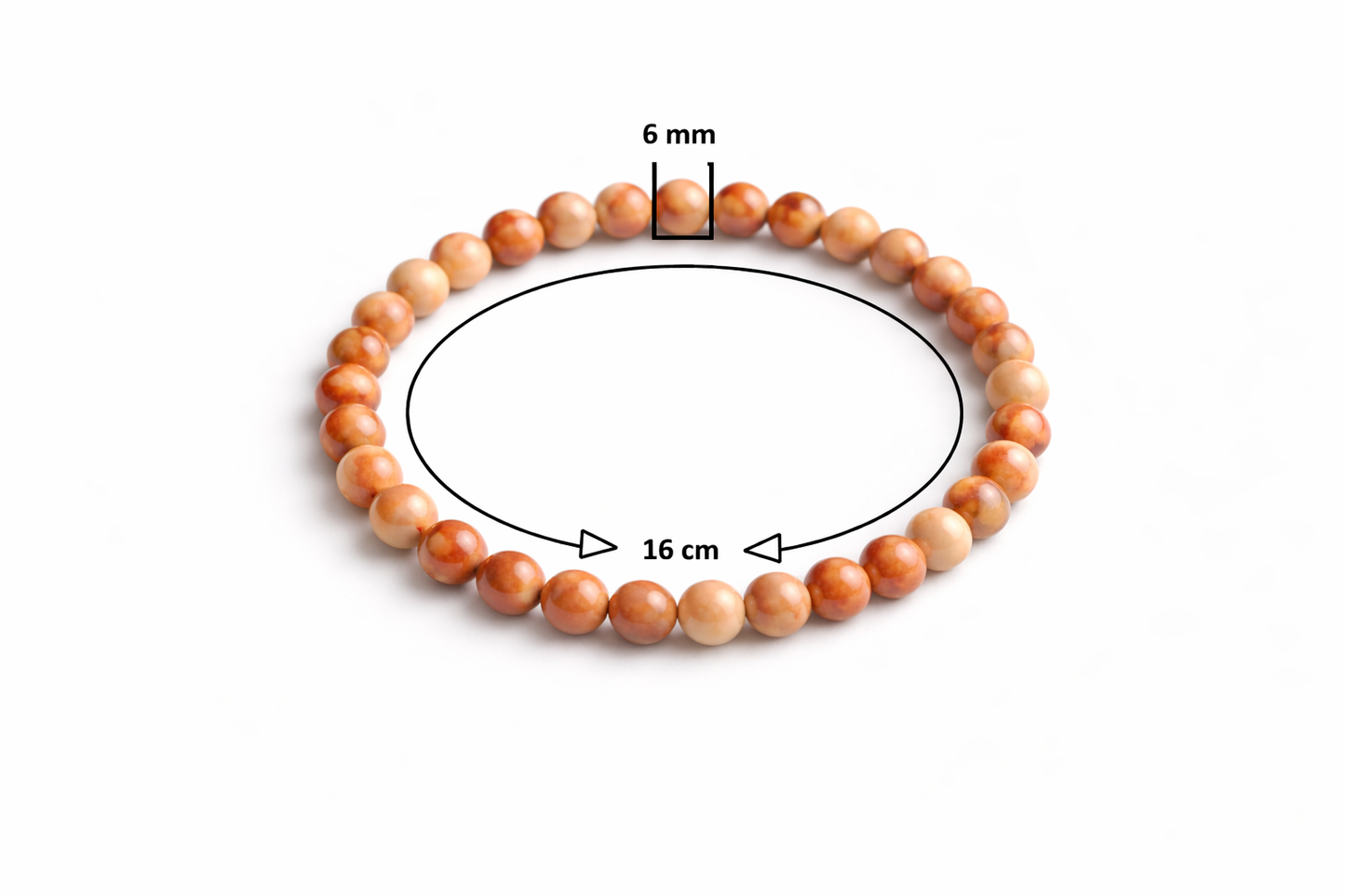 Rode Picasso Jaspis Armband 6 mm – Natuursteen – Diameter 16 cm – Uniek & Aards