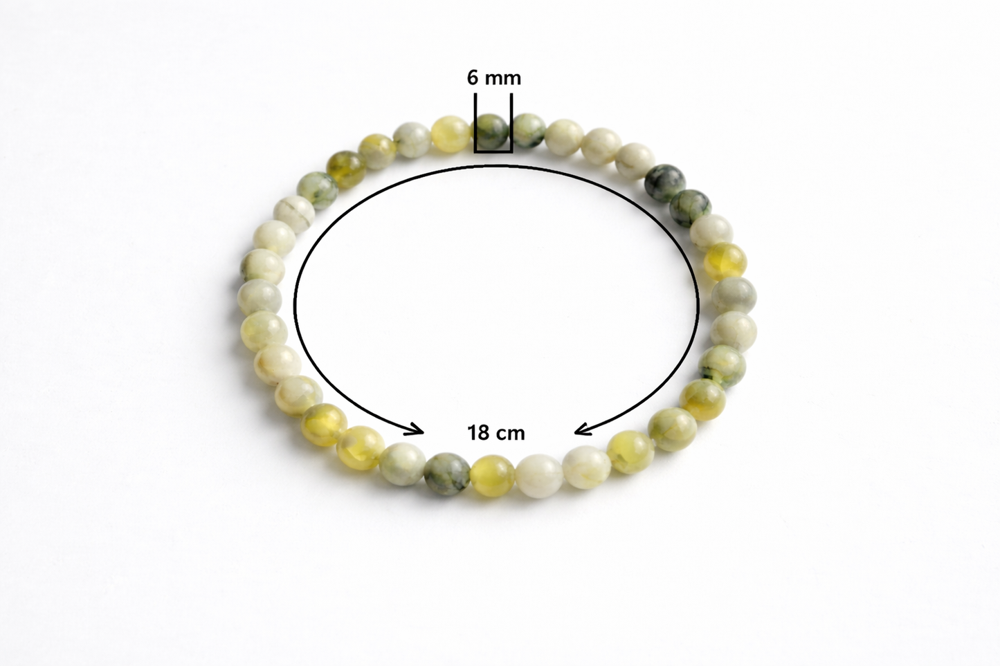 Serpentijn Armband 6 mm – Natuursteen – Diameter 18 cm – Rustgevend & Natuurlijk