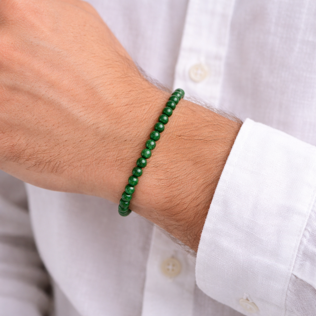 Fuchsiet Armband – 6 mm Kralen – Ø 17 cm – Groene Edelsteen Armband – Natuursteen Armband voor Dames en Heren