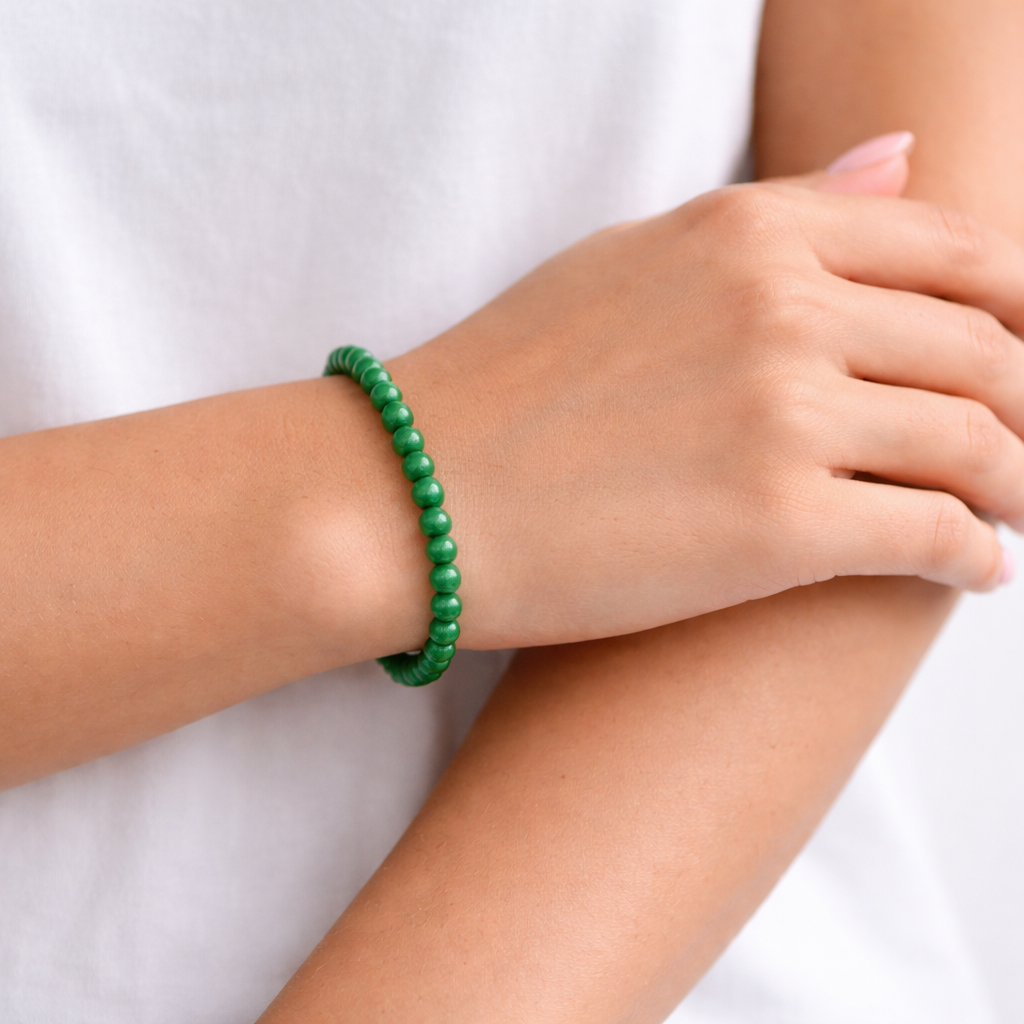 Fuchsiet Armband – 6 mm Kralen – Ø 17 cm – Groene Edelsteen Armband – Natuursteen Armband voor Dames en Heren