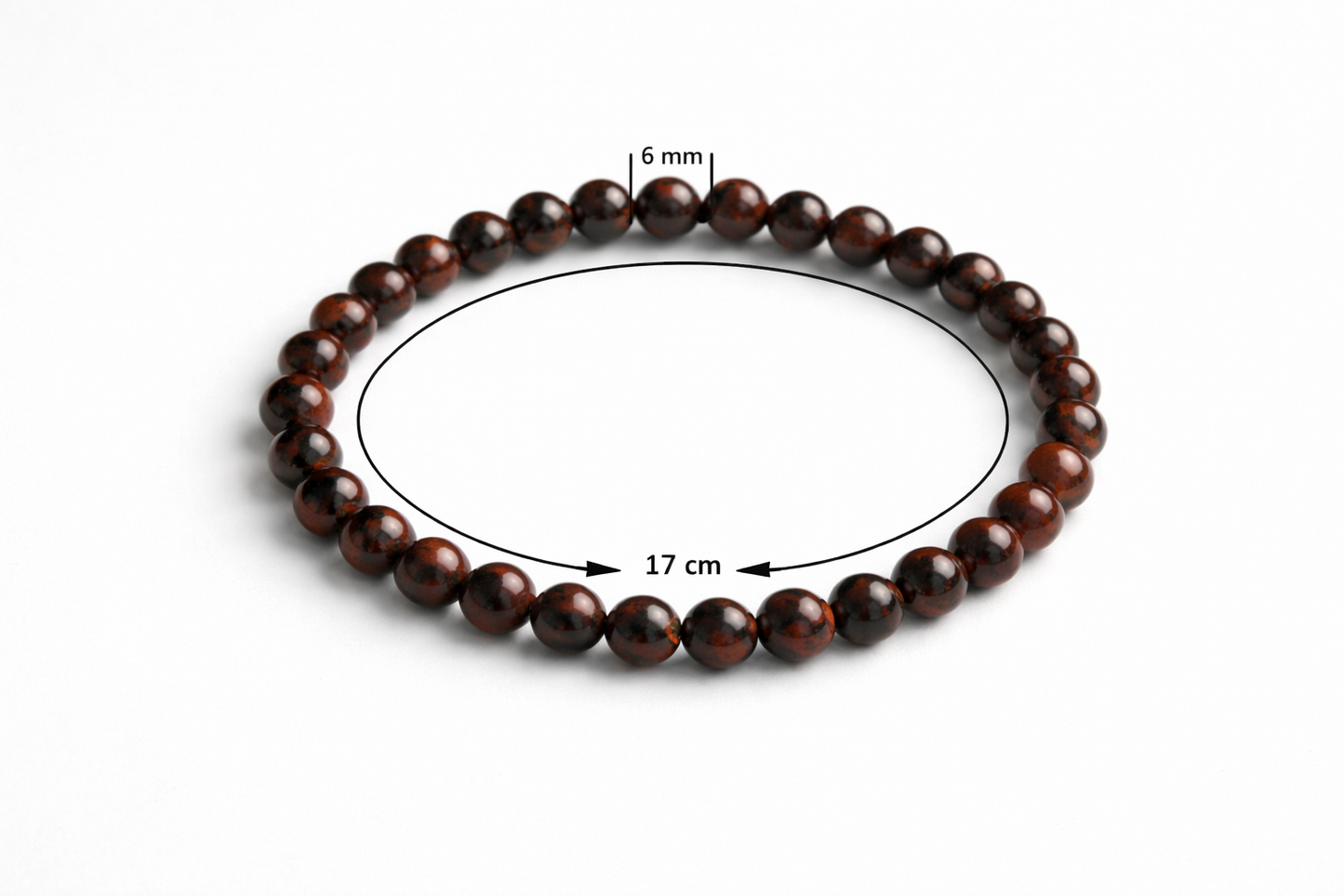 Mahonie Obsidiaan Armband – Natuursteen Kralen Armband – 6 mm – Unisex