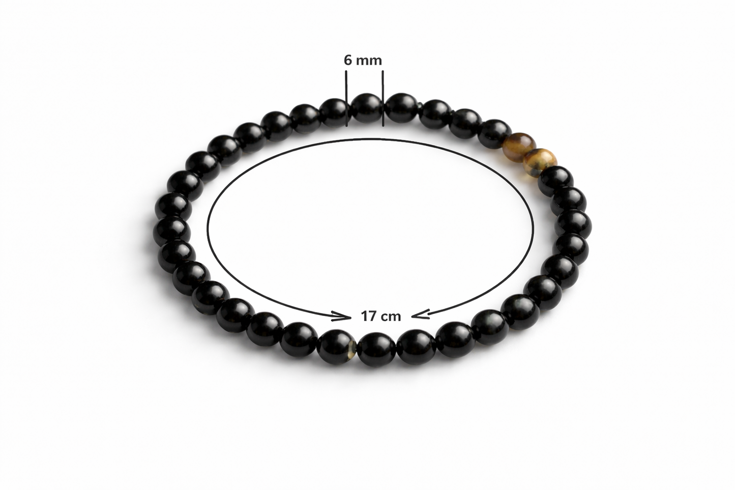 Zwarte Agaat Armband – 6 mm Kralen – 17 cm – Elastisch – Unisex