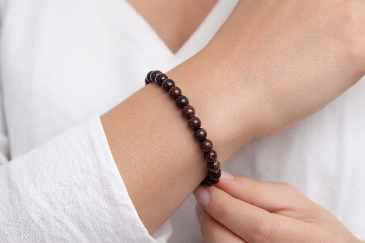 Breccie Jaspis Armband 6 mm – 16 cm – Natuursteen Kralenarmband – Unisex - stabiliteit en energie