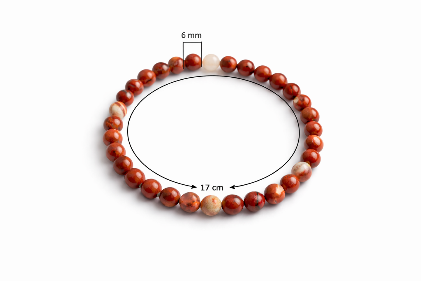 Rode Jaspis Armband 6 mm – Natuursteen Kralen – 17 cm – Kracht & Aarding – Unisex – Elastisch