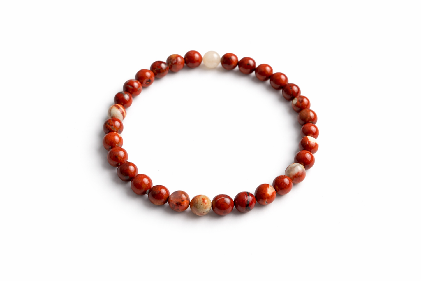 Rode Jaspis Armband 6 mm – Natuursteen Kralen – 17 cm – Kracht & Aarding – Unisex – Elastisch
