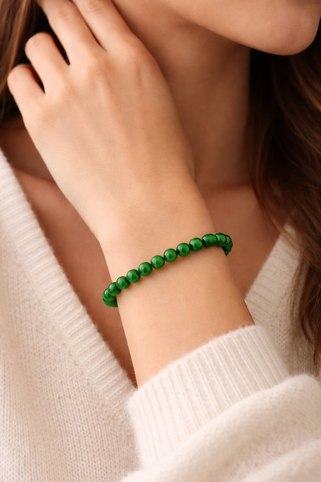 Malachiet Armband 6 mm – Natuurlijke Edelsteen – Groene Kralenarmband – Unisex – Elastisch