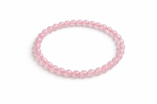 Rozenkwarts Armband 6 mm – Natuursteen Kralen – 18 cm – Elastisch – Unisex