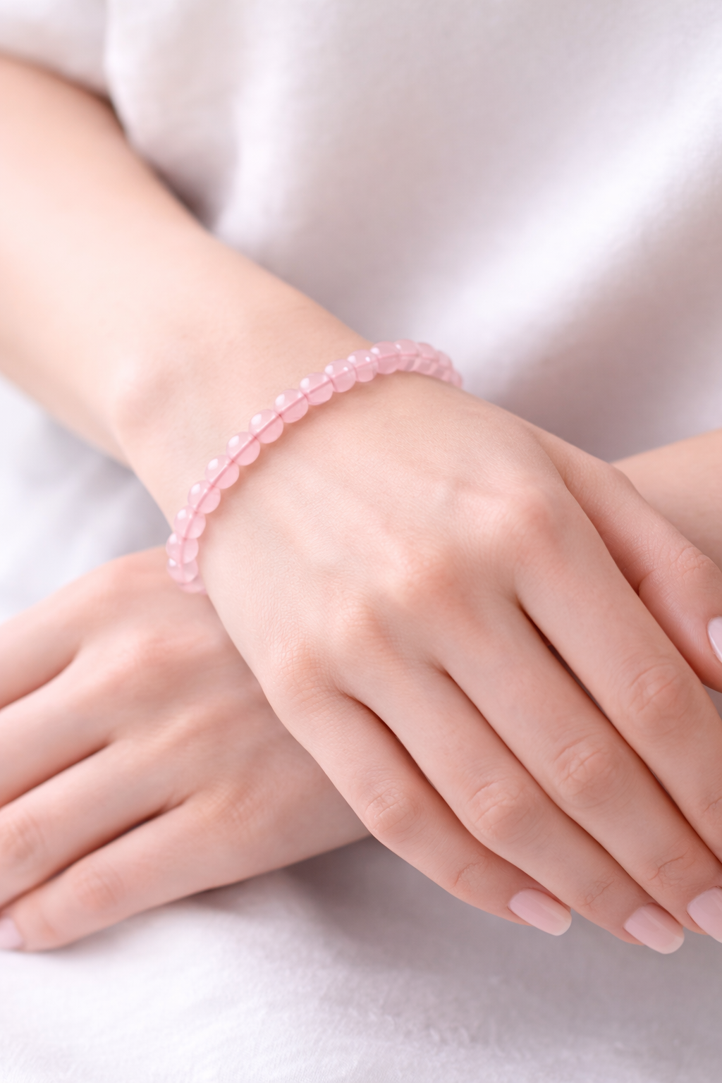 Rozenkwarts Armband 6 mm – Natuursteen Kralen – 18 cm – Elastisch – Unisex