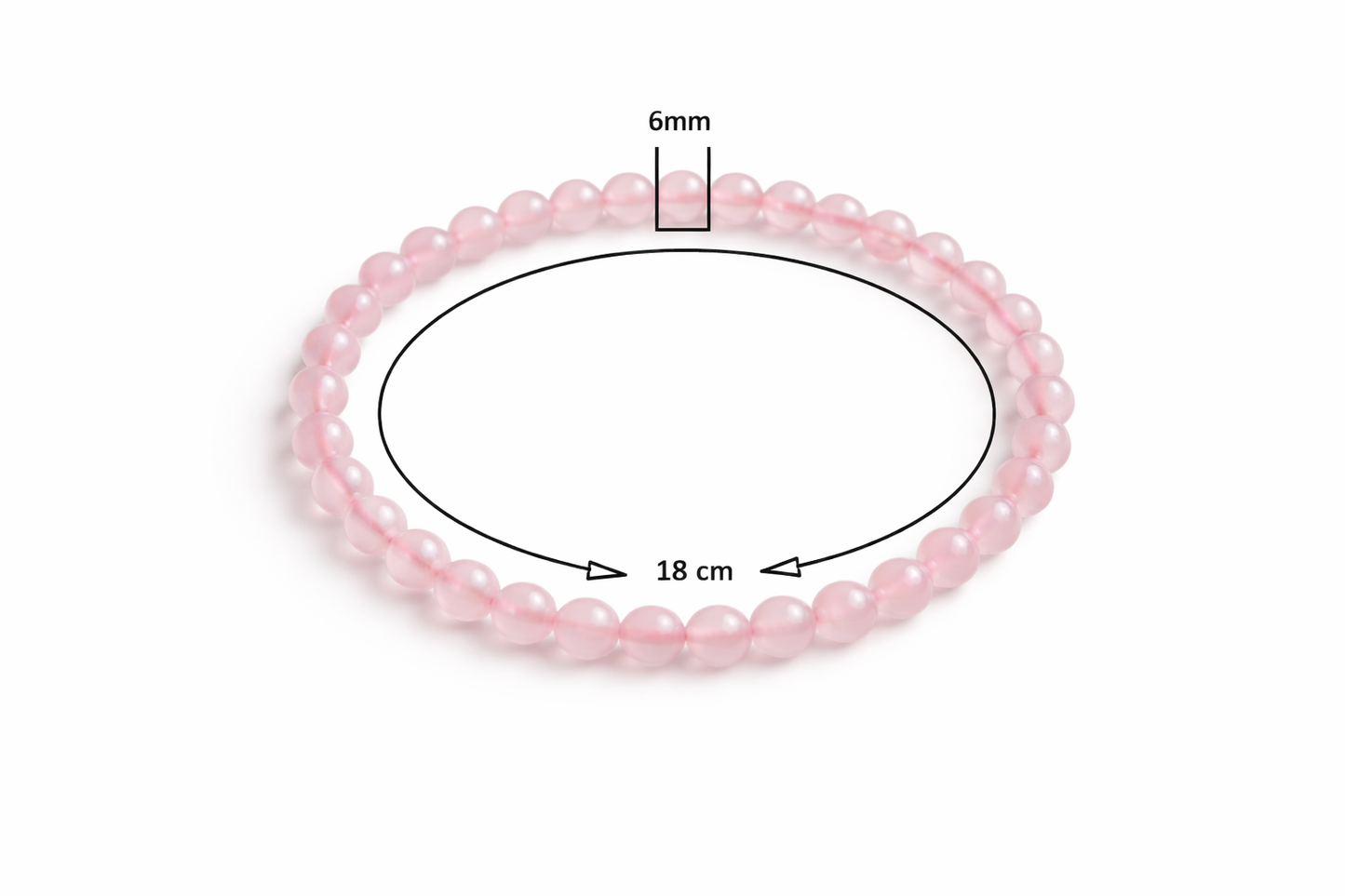 Rozenkwarts Armband 6 mm – Natuursteen Kralen – 18 cm – Elastisch – Unisex