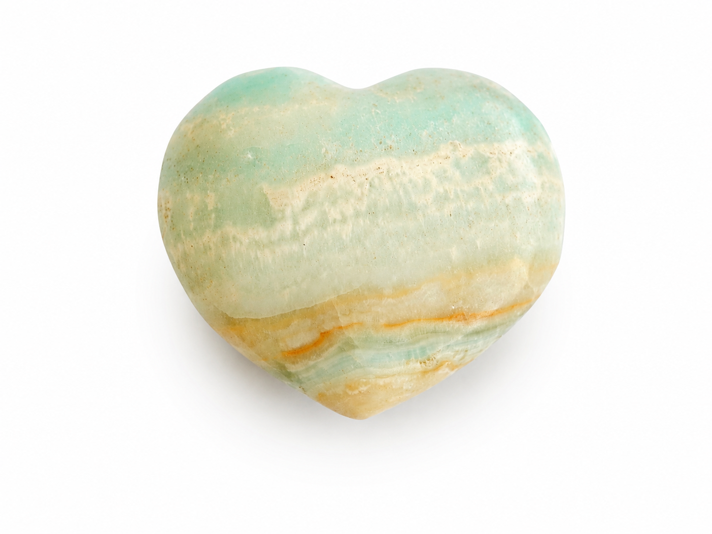 Caribische Calciet Hart 135 gram – Gepolijste Blauwe Calciet met Aragoniet – 57 x 66 x 27 mm - Caribische Calciet Hart