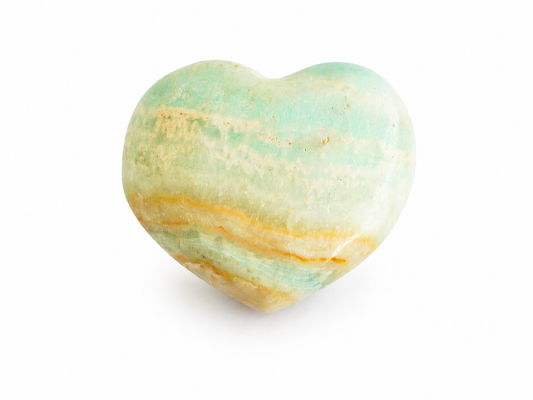Caribische Calciet Hart 135 gram – Gepolijste Blauwe Calciet met Aragoniet – 57 x 66 x 27 mm - Caribische Calciet Hart