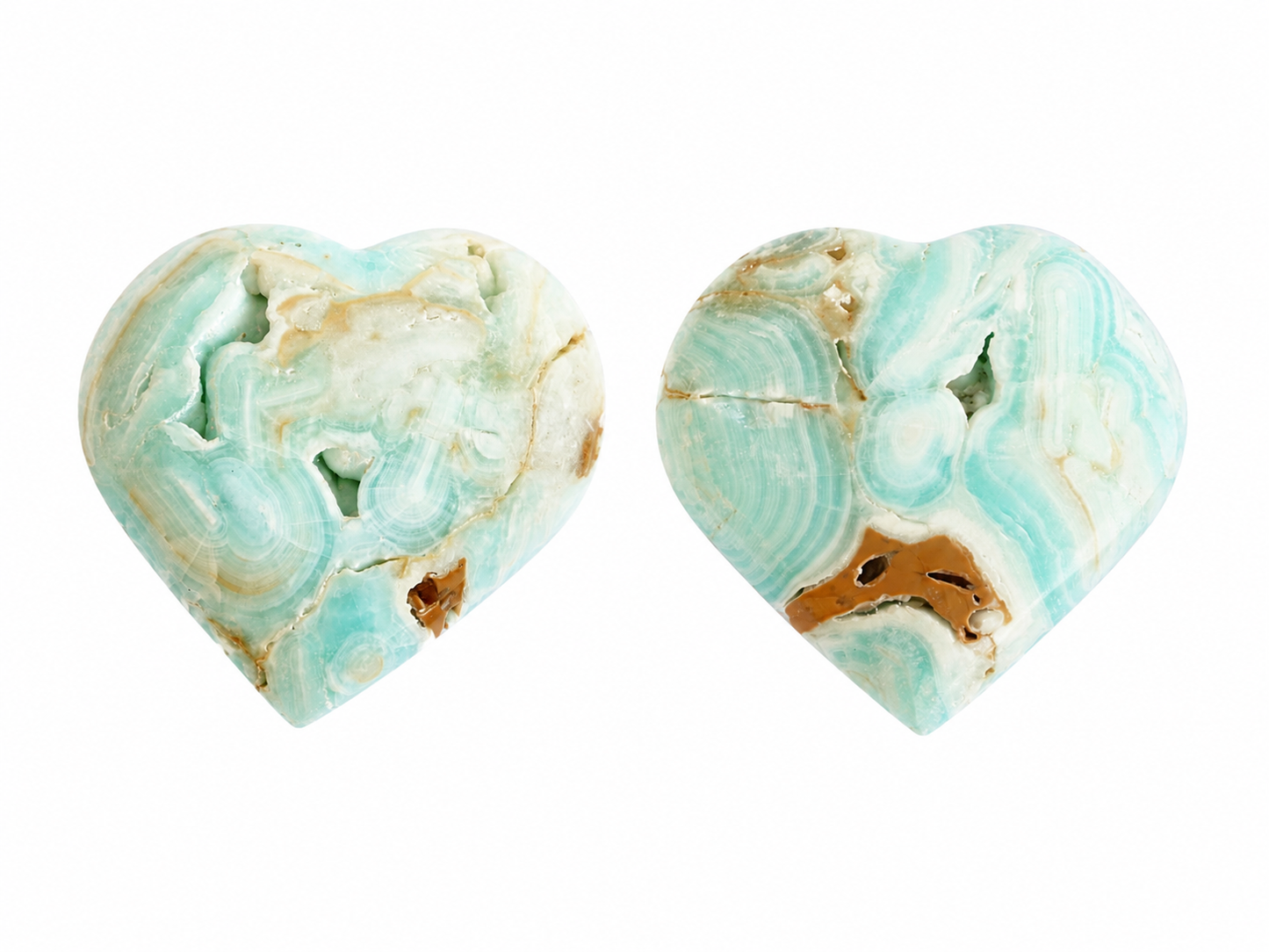 Caribische Calciet Hart 79 gram – Gepolijste Blauwe Calciet met Aragoniet – 55 x 57 x 19 mm - Caribische Calciet Hart