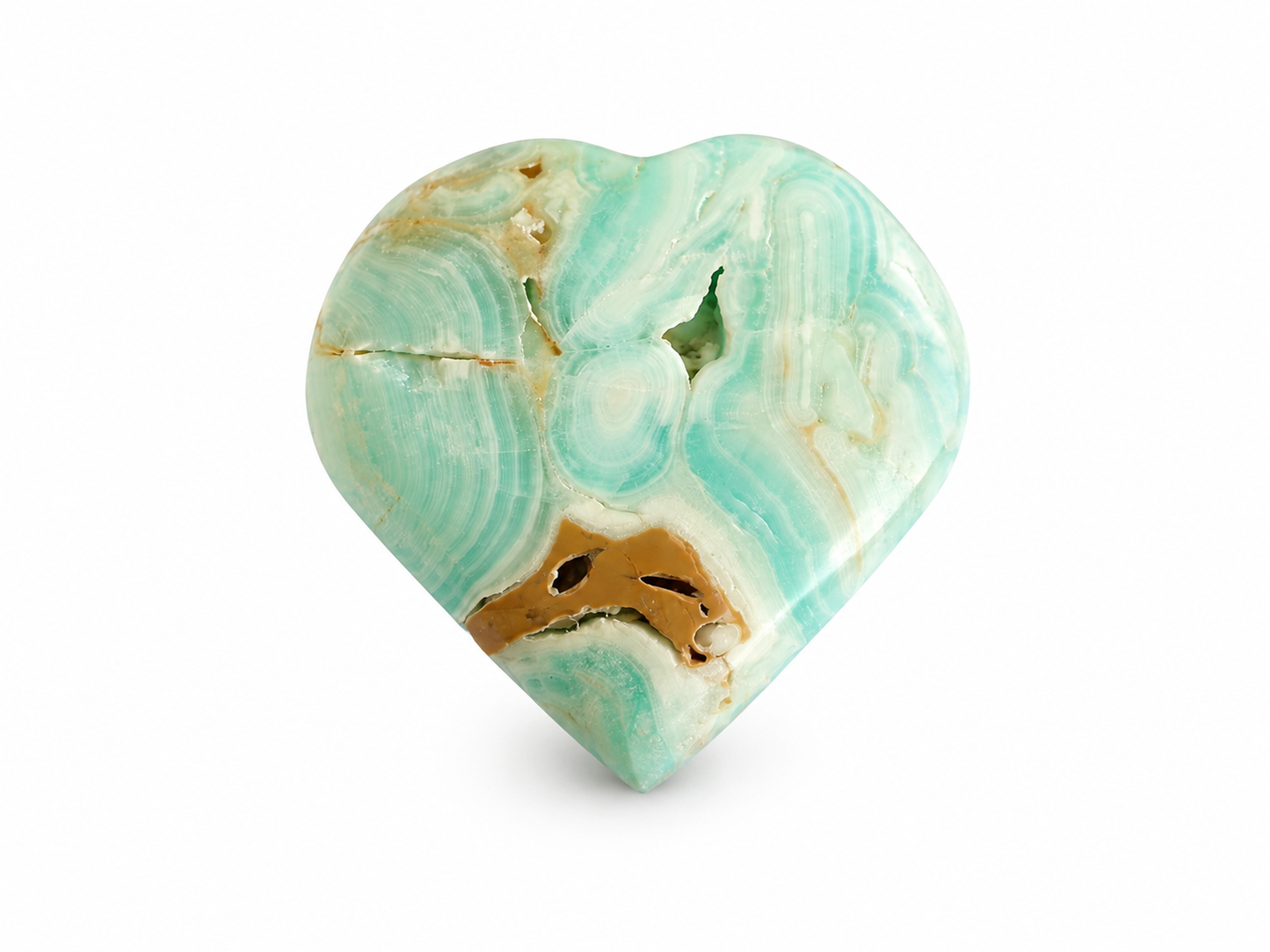Caribische Calciet Hart 79 gram – Gepolijste Blauwe Calciet met Aragoniet – 55 x 57 x 19 mm - Caribische Calciet Hart