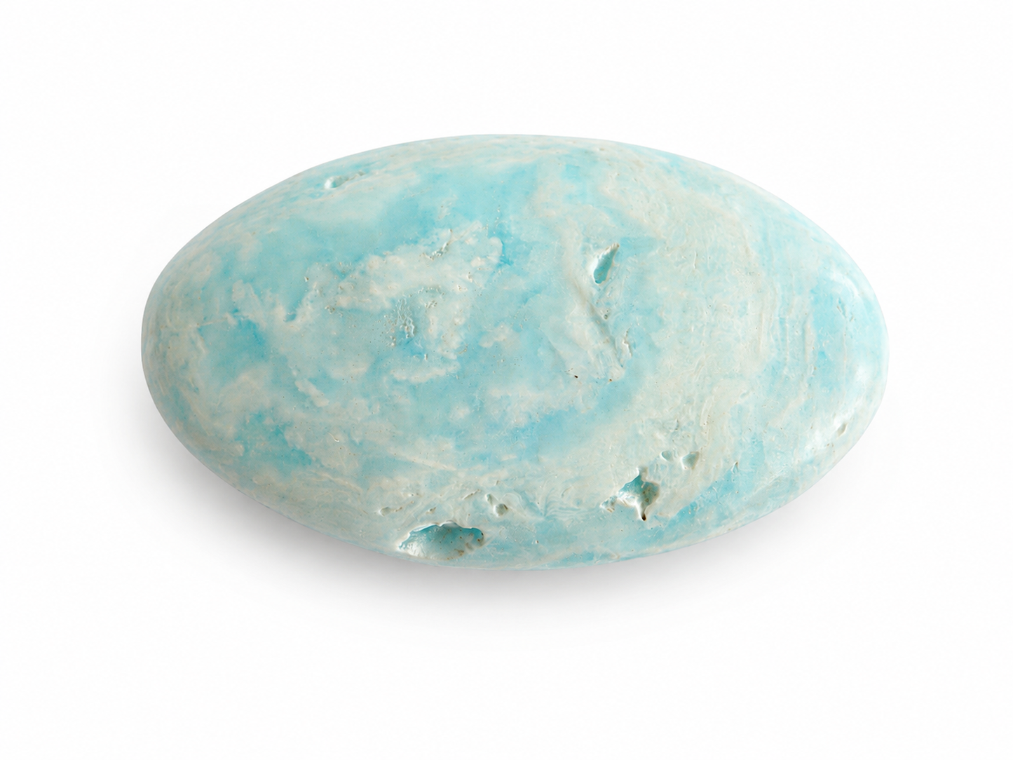 Caribische Calciet Knuffelsteen 122 gram – Gepolijste Ovale Zaksteen – Caribische Calciet - Calciet Knuffelsteen