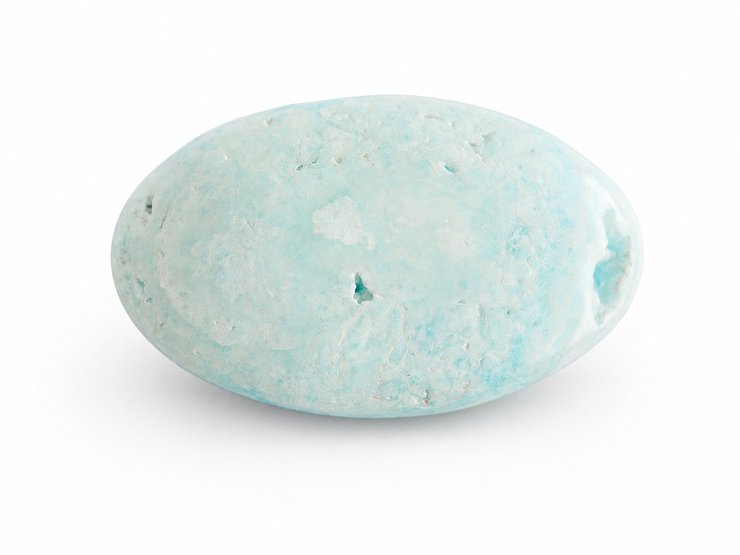 Caribische Calciet Knuffelsteen 122 gram – Gepolijste Ovale Zaksteen – Caribische Calciet - Calciet Knuffelsteen