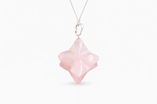 Rozenkwarts hanger merkaba ster 14 x 14 mm – Edelsteen hanger – Lichtroze gemstone hanger