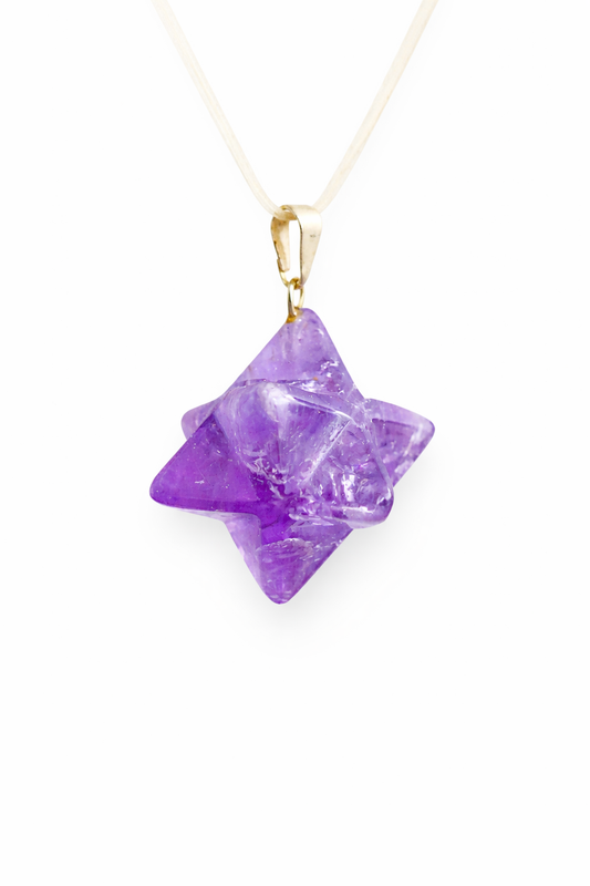 Amethist hanger merkaba ster 14 x 14 mm – Paarse edelsteen hanger – Gemstone hanger