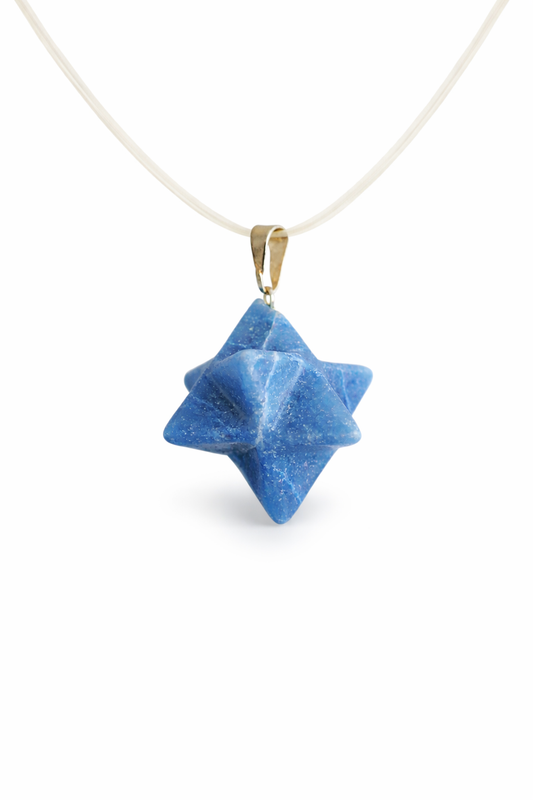 Blauw Aventurijn Hanger Merkaba Ster – Edelsteen Hanger – Blauwe Aventurijn Sieraad