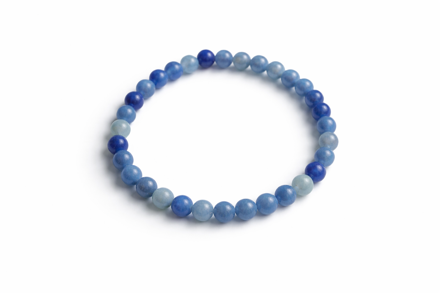 Blauwe Aventurijn Armband 6 mm – Natuursteen Kralen – 17 cm – Rust & Focus – Unisex - Elastisch – Natuursteen – Dames & Heren