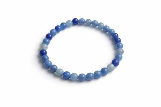 Blauwe Aventurijn Armband 6 mm – Natuursteen Kralen – 17 cm – Rust & Focus – Unisex - Elastisch – Natuursteen – Dames & Heren