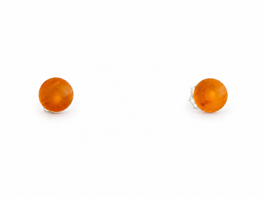 Barnsteen Oorknopjes 925 Zilver – Ronde Oorbellen Ø 6 mm – Ronde Oorknopjes