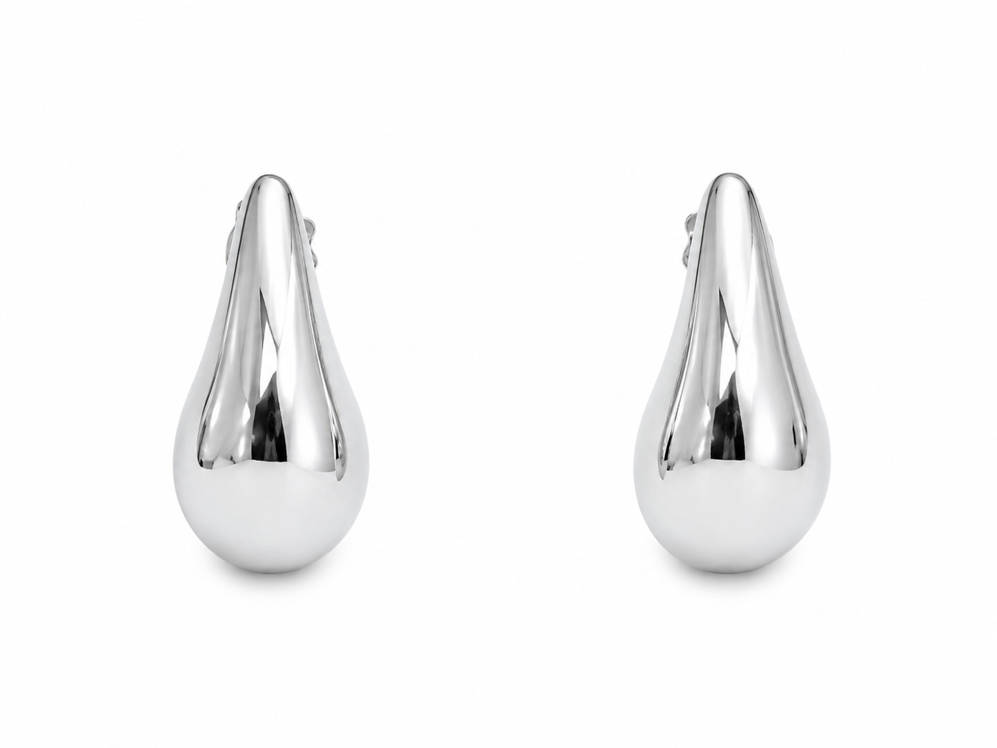 925 Zilveren Oorknoppen – Druppelvorm Oorbellen 13 x 24 mm – Glanzende Zilveren Oorbellen – Glanzende Statement Oorbellen