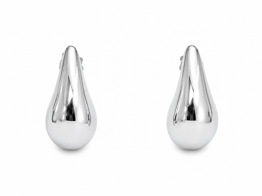 925 Zilveren Oorknoppen – Druppelvorm Oorbellen 13 x 24 mm – Glanzende Zilveren Oorbellen – Glanzende Statement Oorbellen
