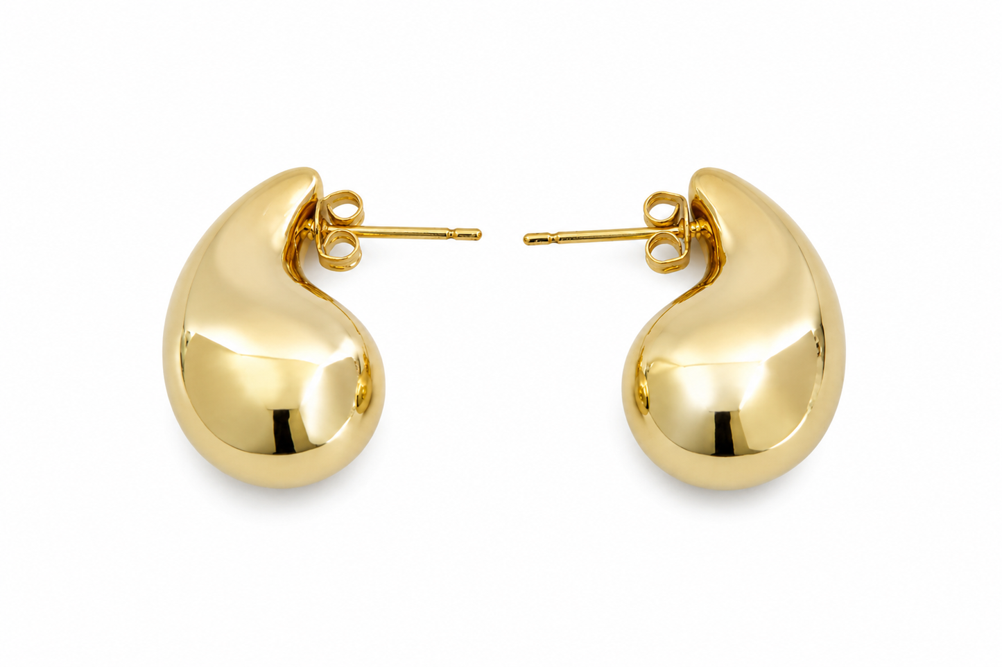 925 Zilveren Oorknoppen Goudkleurig – Druppelvorm Oorbellen 13 x 24 mm – Glanzende Statement Oorbellen