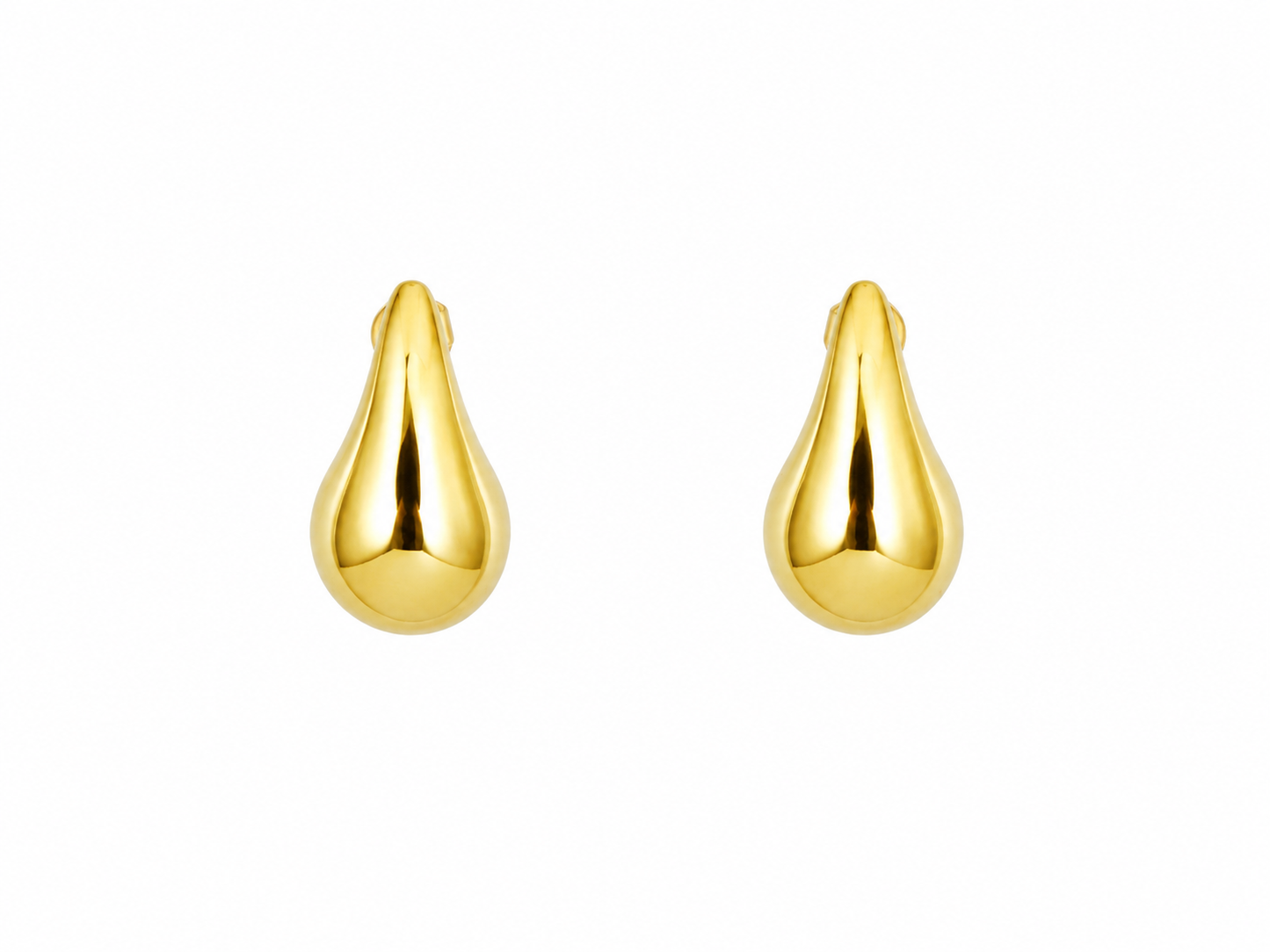 925 Zilveren Oorknoppen Goudkleurig – Druppelvorm Oorbellen 13 x 24 mm – Glanzende Statement Oorbellen